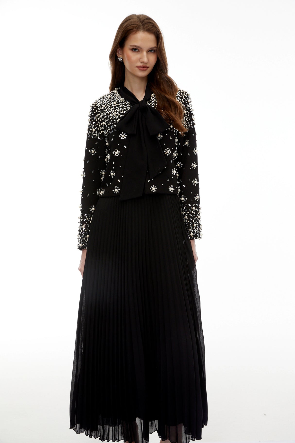 Imogen Black Embellished Jacket  Dress Set