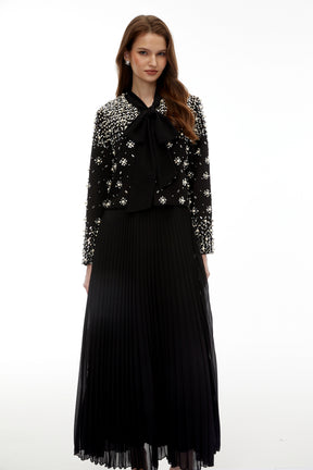 Imogen Black Embellished Jacket  Dress Set