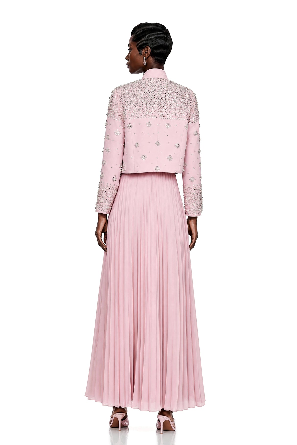 Imogen Pink Embellished Jacket  Dress Set