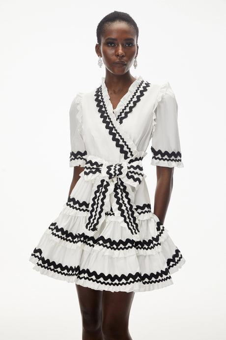 Yara Mini Dress White V-Neck Ruffled