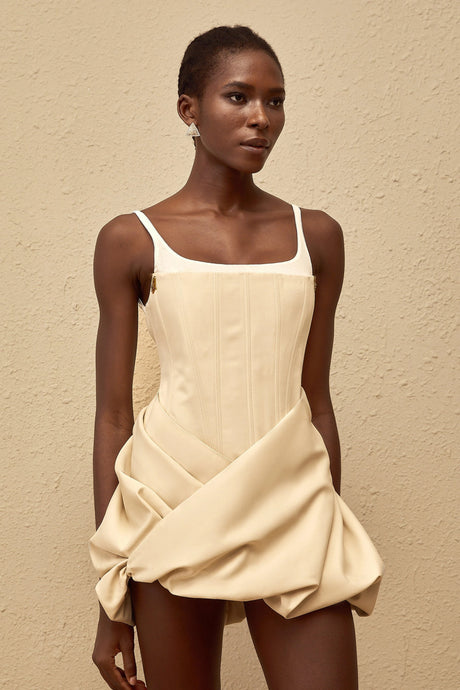 Selena Mini Dress Neutral Panel Corset