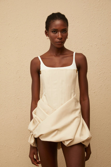 Selena Mini Dress Neutral Panel Corset