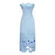 Inga Blue Strapless Floral Embroidered Maxi Dress