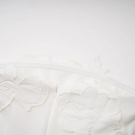 Elisabetta Mini Dress Cream White Strapless Floral Embroidered
