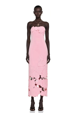 Inga Pink Strapless Floral Embroidered Maxi Dress