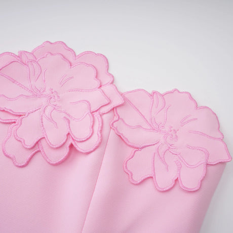 Carmina Maxi Dress Pink Strapless Floral Embroidered