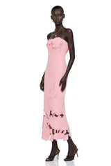 Inga Pink Strapless Floral Embroidered Maxi Dress