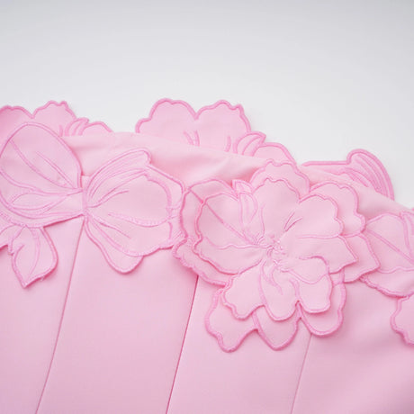 Mariachiara Maxi Dress Pink Strapless Floral Embroidered