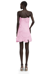 Inga Pink Strapless Floral Embroidered Mini Dress
