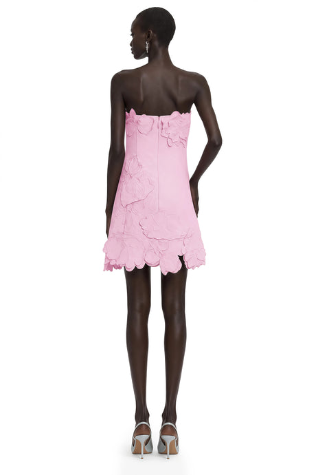 Rosangela Mini Dress Pink Strapless Floral Embroidered