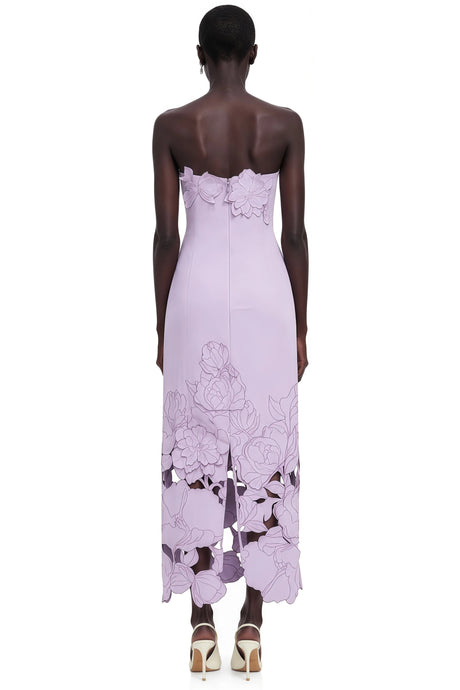 Annabelle Maxi Dress Purple Strapless Floral Embroidered