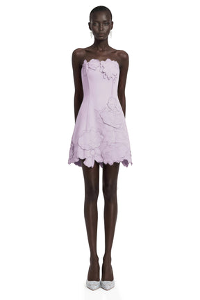 Inga Purple Strapless Floral Embroidered Mini Dress