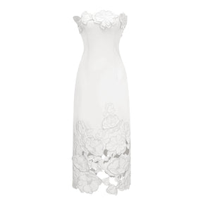 Inga White Strapless Floral Embroidered Maxi Dress