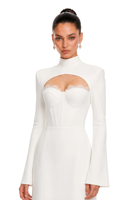 Janessa Maxi Dress White High Neck Backless