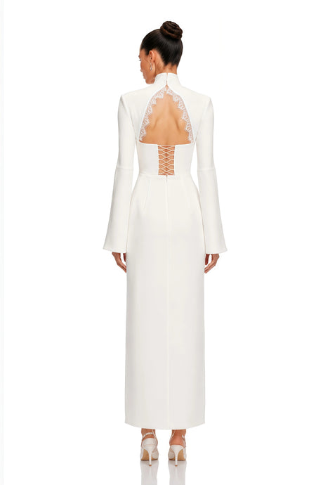 Janessa Maxi Dress White High Neck Backless
