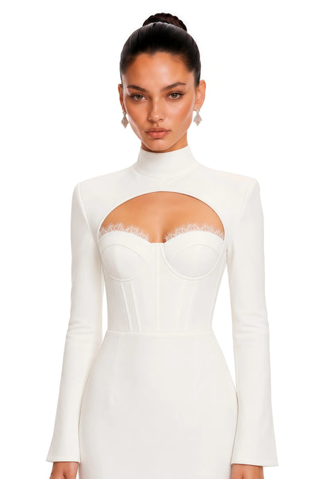Janessa Maxi Dress White High Neck Backless