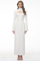 Ingvild White High Neck Backless Maxi Dress