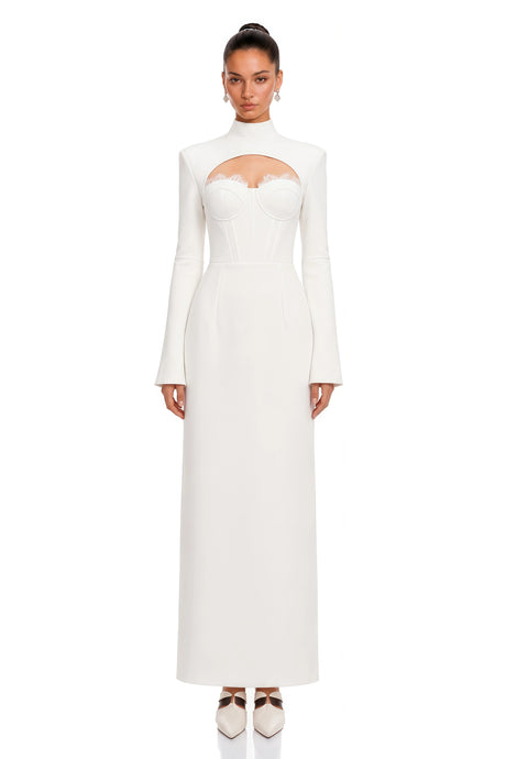 Janessa Maxi Dress White High Neck Backless