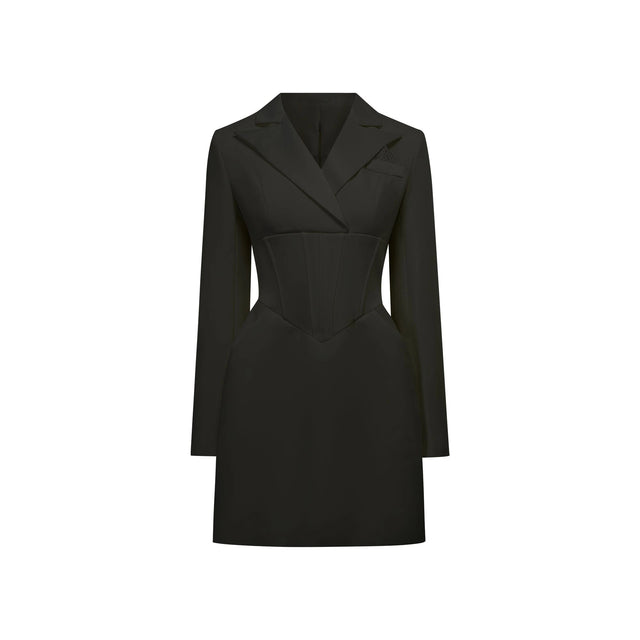 Inmaculada Black Boned Bodice Mini Blazer Dress