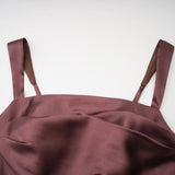 Inmaculada Brown Ruched Satin Maxi Dress Without Gloves
