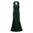 Inmaculada Emerald Ruched Satin Maxi Dress Without Gloves
