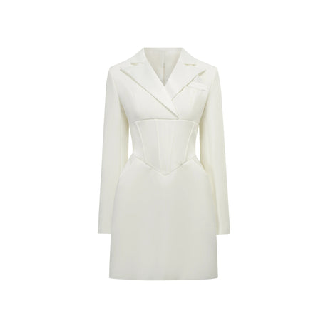 Elena Dress White Boned Bodice Mini Blazer