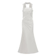 Inmaculada White Ruched Satin Maxi Dress Without Gloves