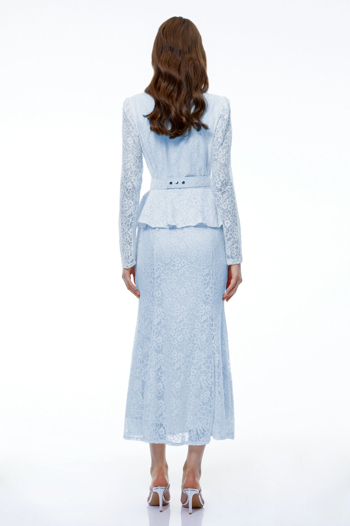 Iona Blue Lace Maxi Dress with 3D Florals