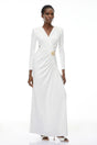 Irena White Cross Front Maxi Dress with Side Slit