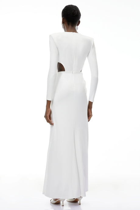 Beata Maxi Dress White Cross Front with Side Slit