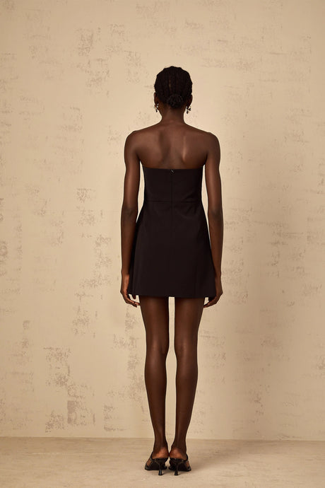 Simona Mini Dress Black Off-Shoulder Sequin Floral Embroidered