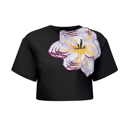 Ember Black Sequin Floral Embroidered Matching Set