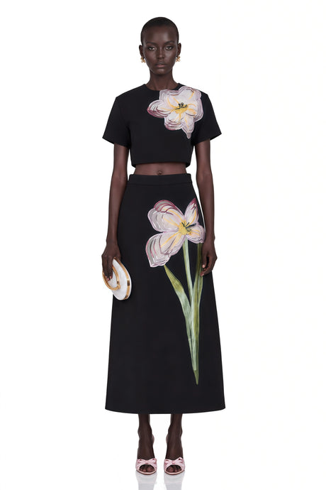 Ember Black Sequin Floral Embroidered Matching Set