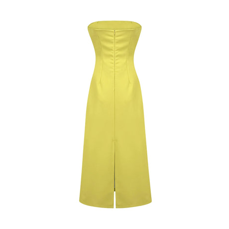 Adrianna Midi Dress Sequin Embroidered Off-Shoulder in Yellow
