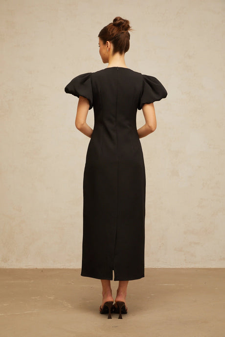 Elisabetta midi dress sequined floral-embroidered in Black