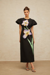 Irène sequined floralembroidered midi dress in Black