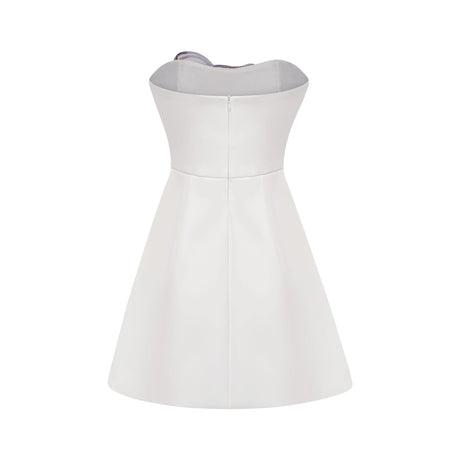 Franca Mini Dress White Off-Shoulder Sequin Floral Embroidered