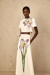 Irène White Sequin Floral Embroidered Matching Set