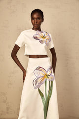 Irène White Sequin Floral Embroidered Matching Set