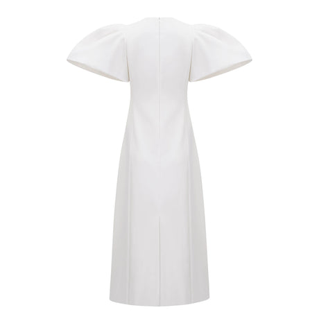 Veronica Midi Dress White Sequin Floral Embroidered