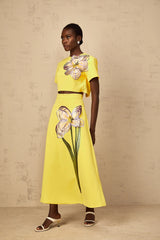 Irène Yellow Sequin Floral Embroidered Matching Set