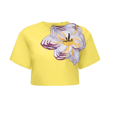 Domenica Yellow Sequin Floral Embroidered Matching Set