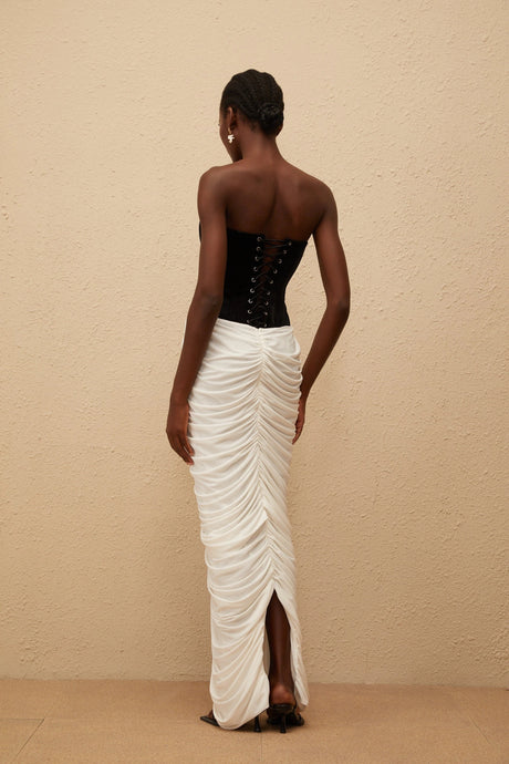 Mariateresa Maxi Dress Black Velvet Panel Ruched