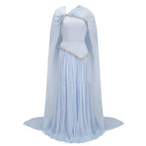 Iris Blue Embellished Asymmetrical Maxi Dress with Cape