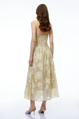 Iris Neutral Sweetheart Neckline Floral Print Maxi Dress