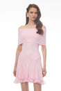 Isabel Pink Off Shoulder Mini Dress with Lace Details