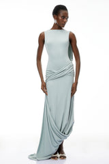Isabella Mint Green Asymmetrical Maxi Dress
