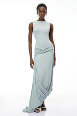Isabella Mint Green Asymmetrical Maxi Dress