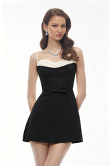 Isabelle Black Color Block Mini Dress