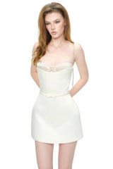 Isabelle Cream White Color Block Mini Dress